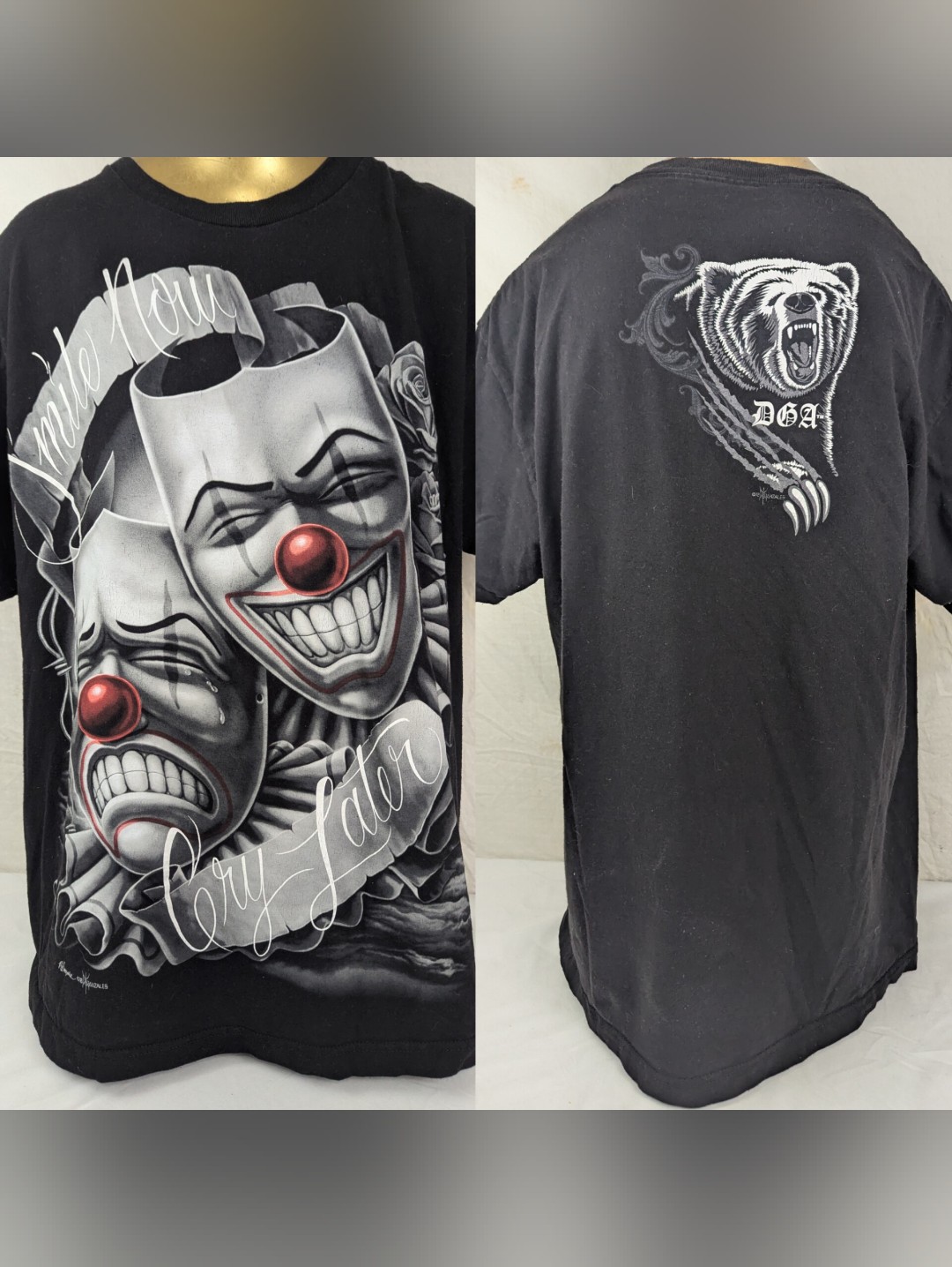 Smile Now Cry Later Men's T-Shirt Freaky Comedy Drama Clowns Dga Large